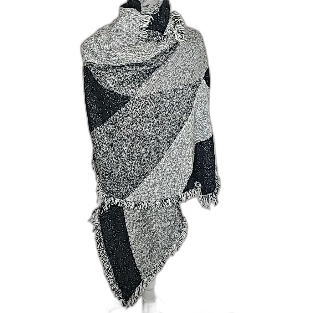 Wrap Black Gray White  Size 54" x 30" approximate measurements asymmetrical